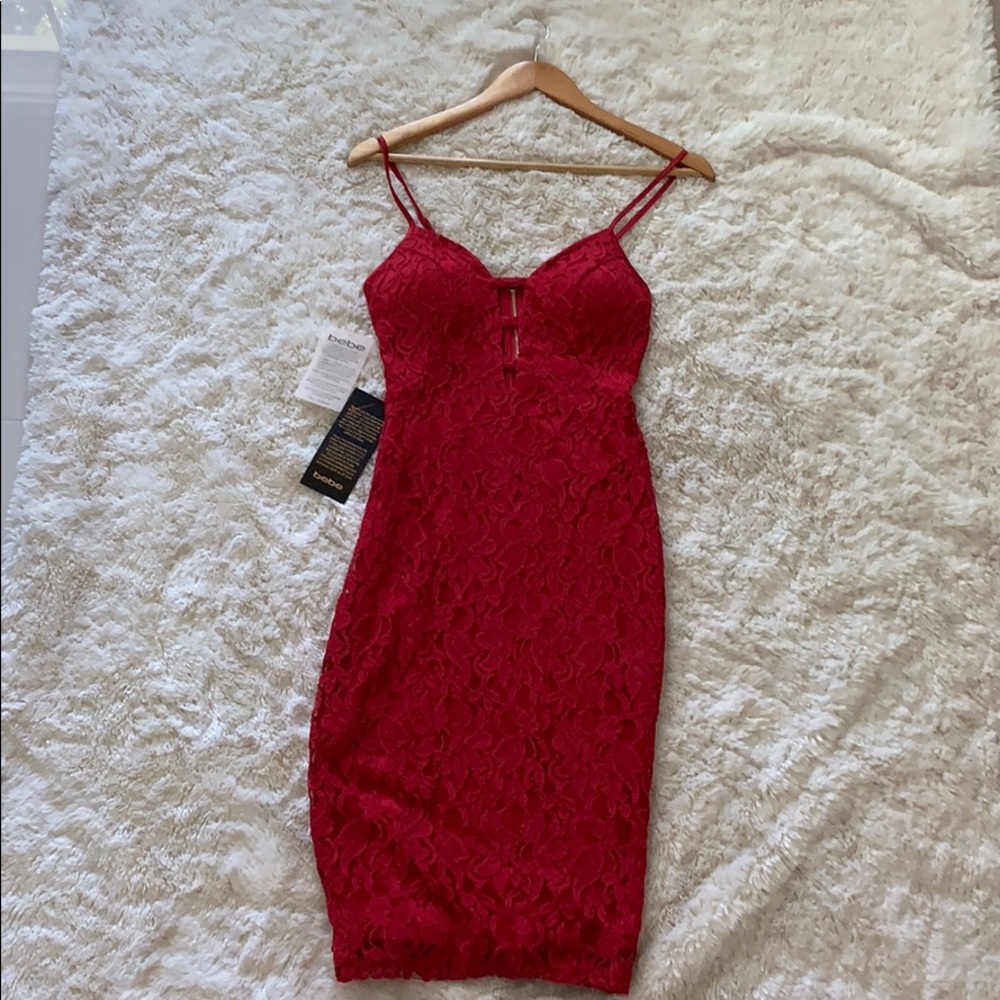 Mesh lace red dress